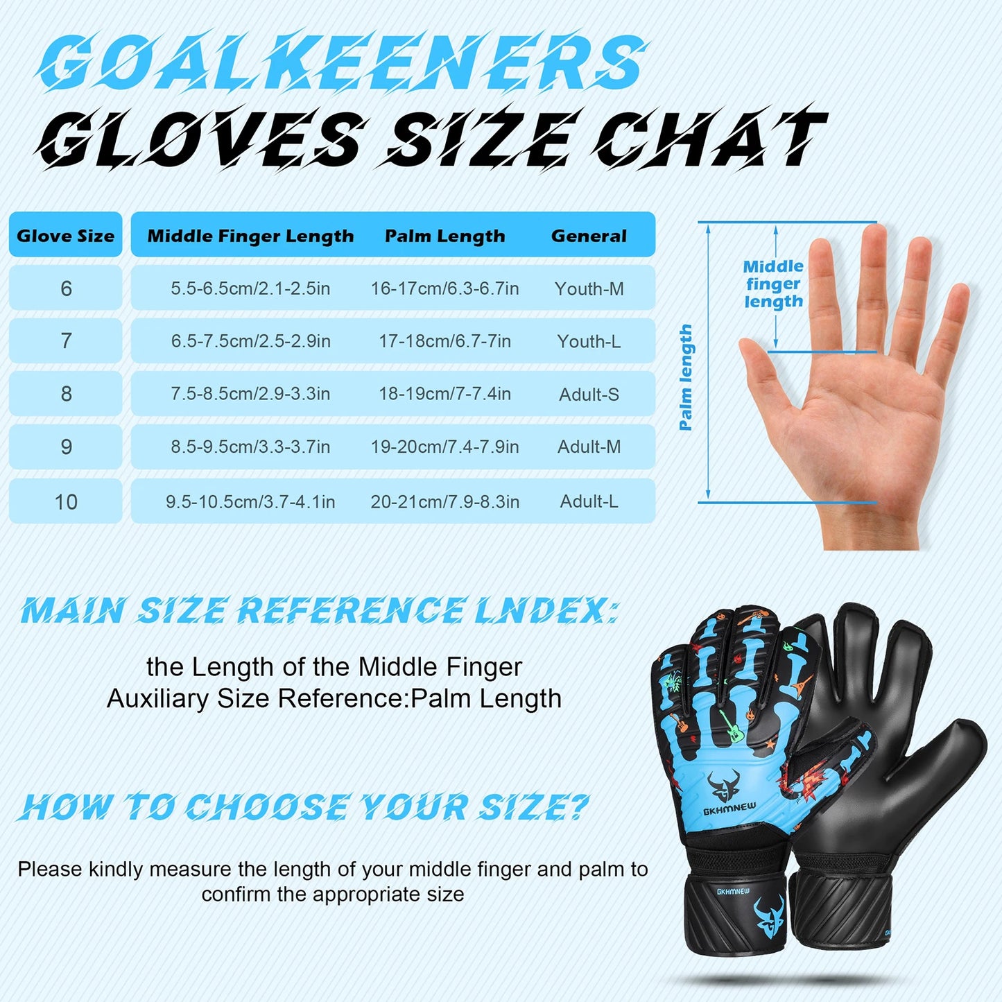 GKHMNEW CN Goalkeeper Gloves Fingersave Breathable 4mm Latex Soccer