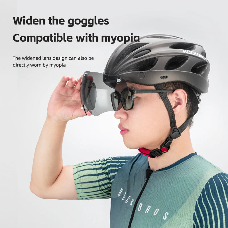 ROCKBROS MTB Road Cycling Helmet With Integrated Goggles