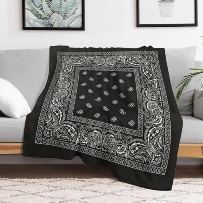 Bandana Paisley Art Blanket Soft Micro Plush Throw For Sofa