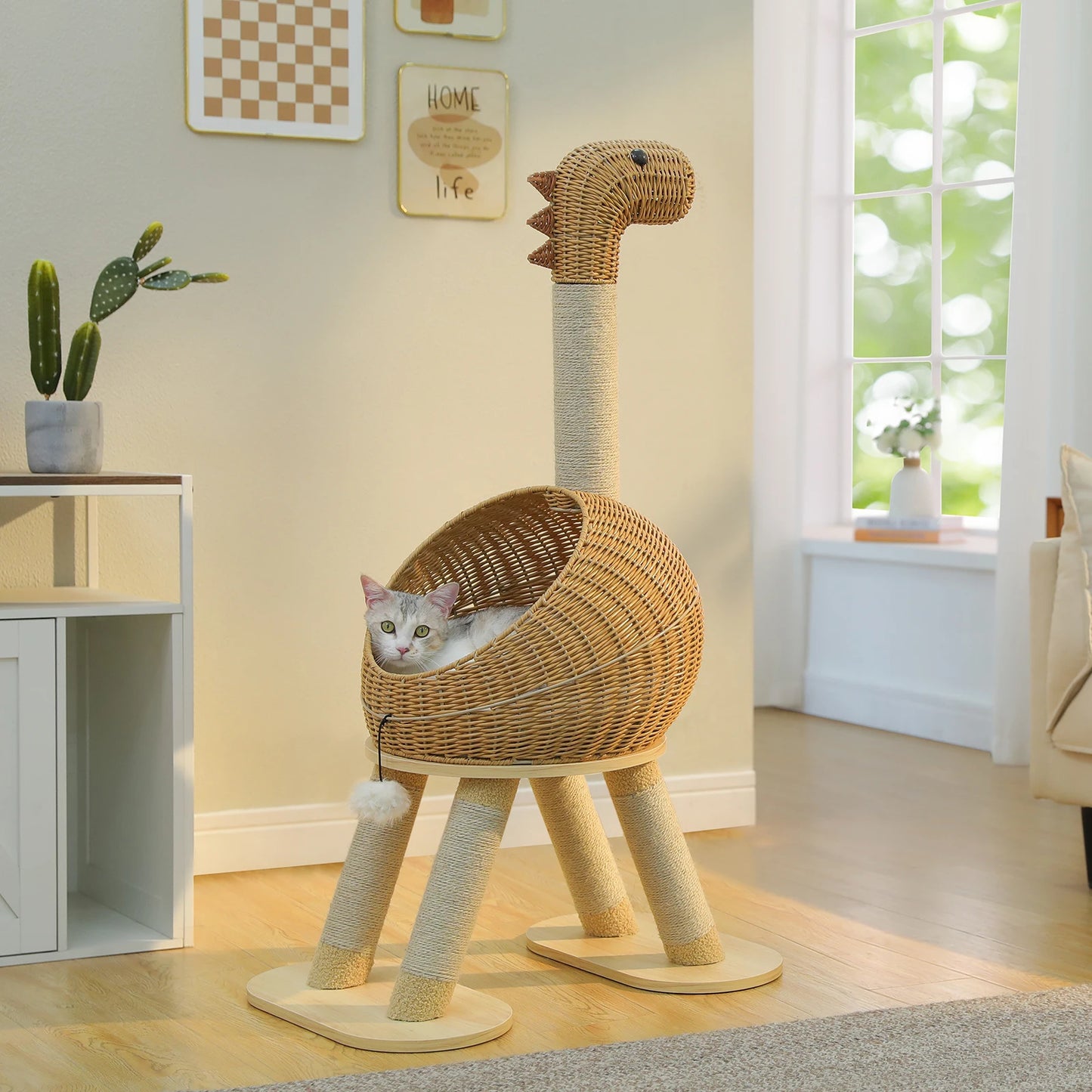 PAWZ Road Dinosaur Cat Tree Tower Three Tier Sisal Post Wicker Condo