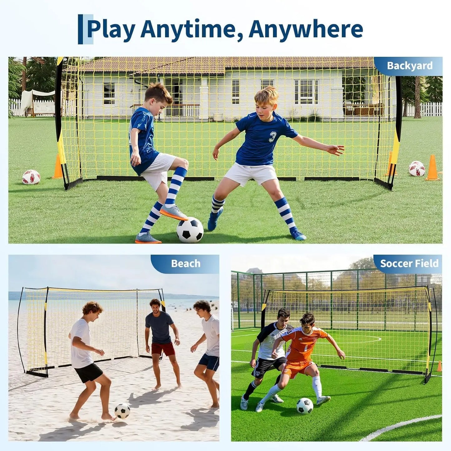 Heavy Duty Iron Frame Soccer Goal Set With Tear Resistant Net