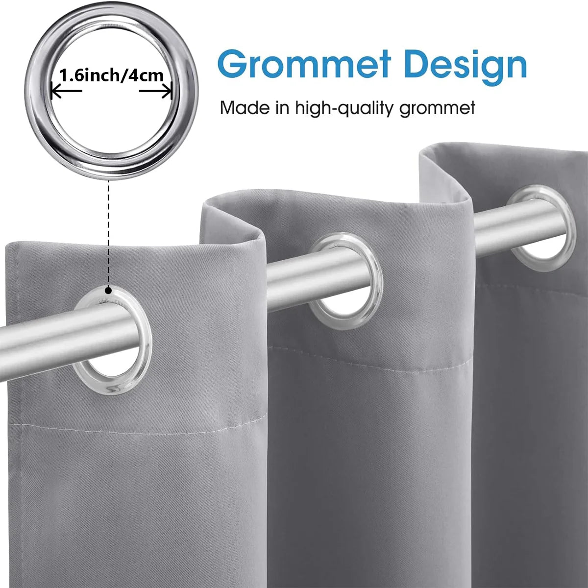 Thermal Insulated Grommet Blackout Curtains 4 Pack For Bedroom Living Room