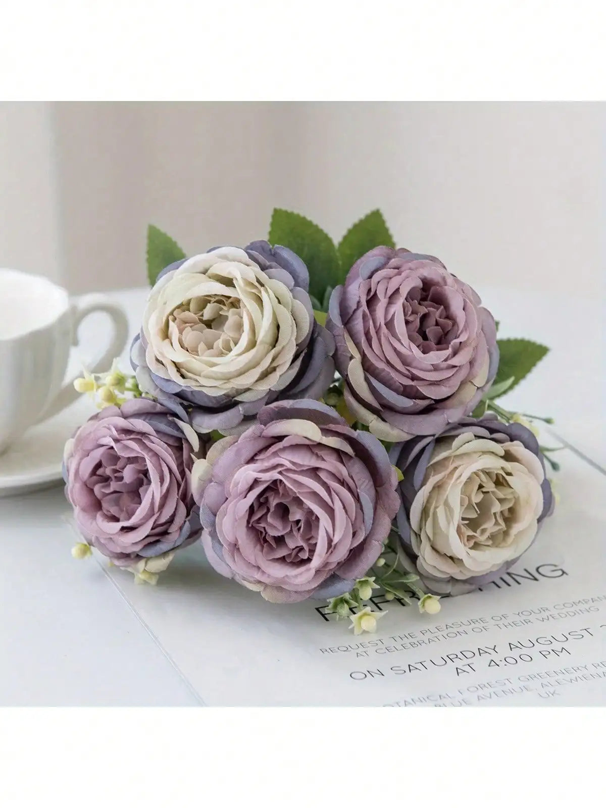 Artificial Peony Flowers 4 Pieces UV Resistant Real Touch Bouquet For Wedding