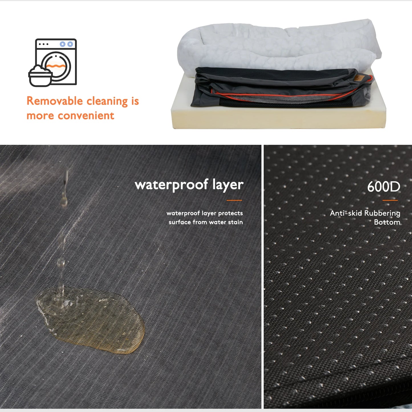 BINGOPAW Anti Allergy Dog Bed Removable Washable Fleece Waterproof Cover