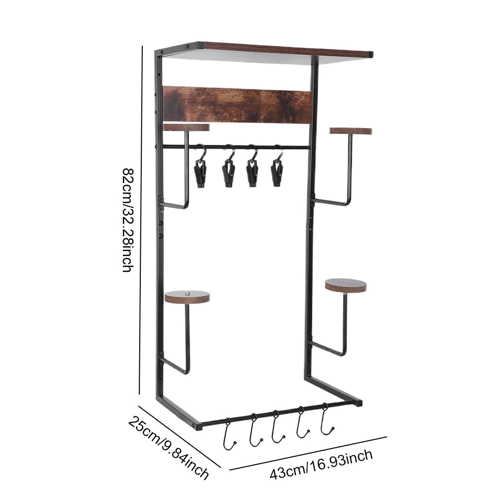 Motorcycle Helmet Holder With Hook And Clip Wall Mount Stand