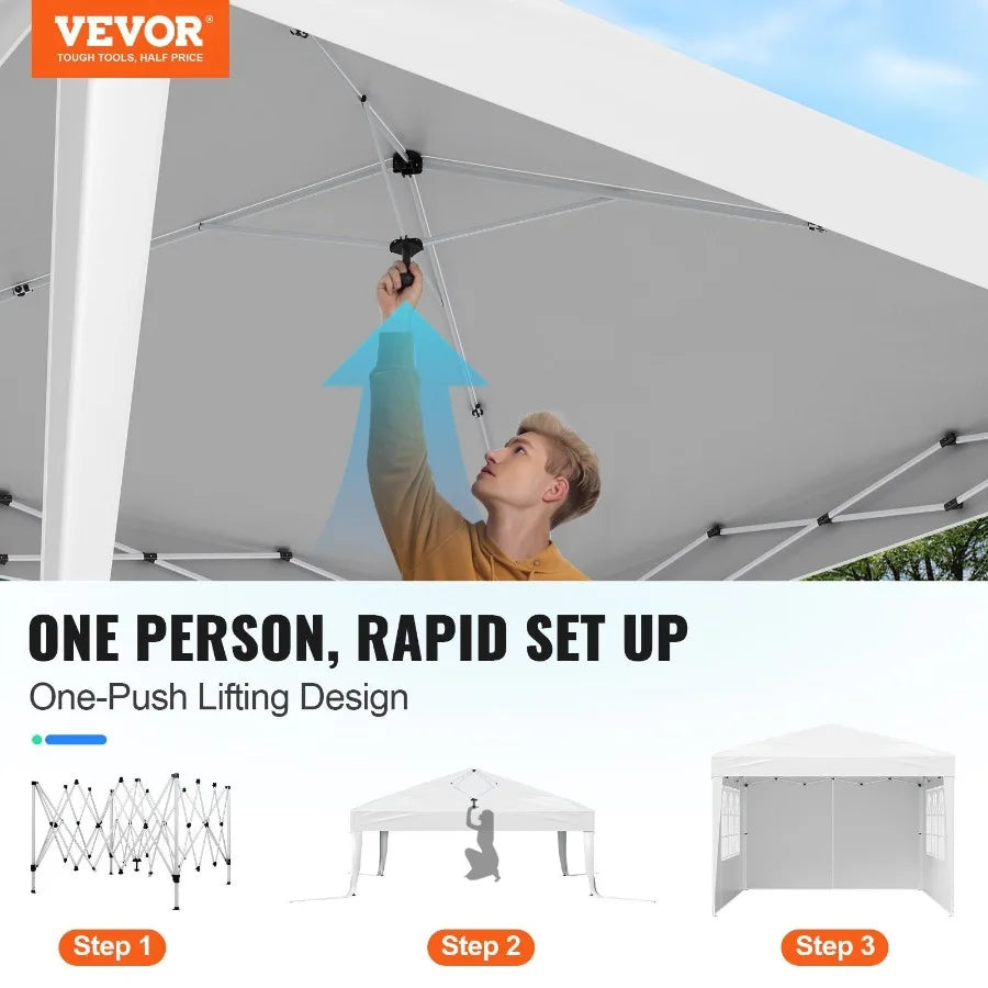Aluminum Pop Up Canopy Gazebo With 3 Sidewalls And Windows