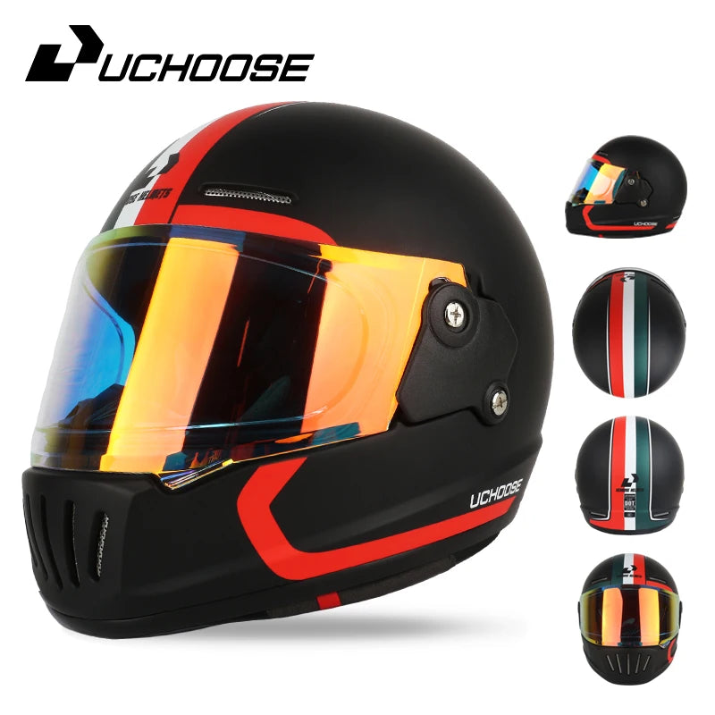 Uchoose Retro Open Face Motorcycle Helmet Dot Certified