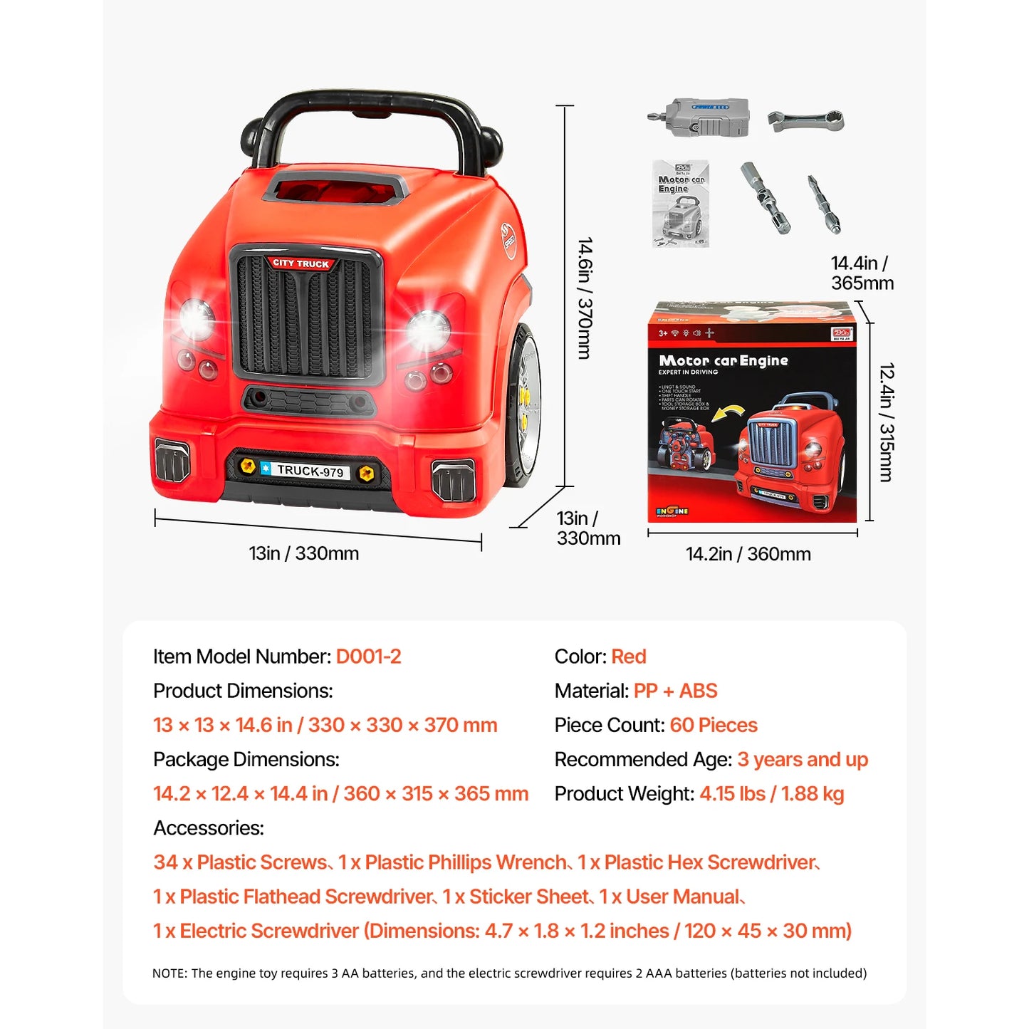 SucceBuy 60 Pcs Kids Mechanic Car Repair Set Removable Parts