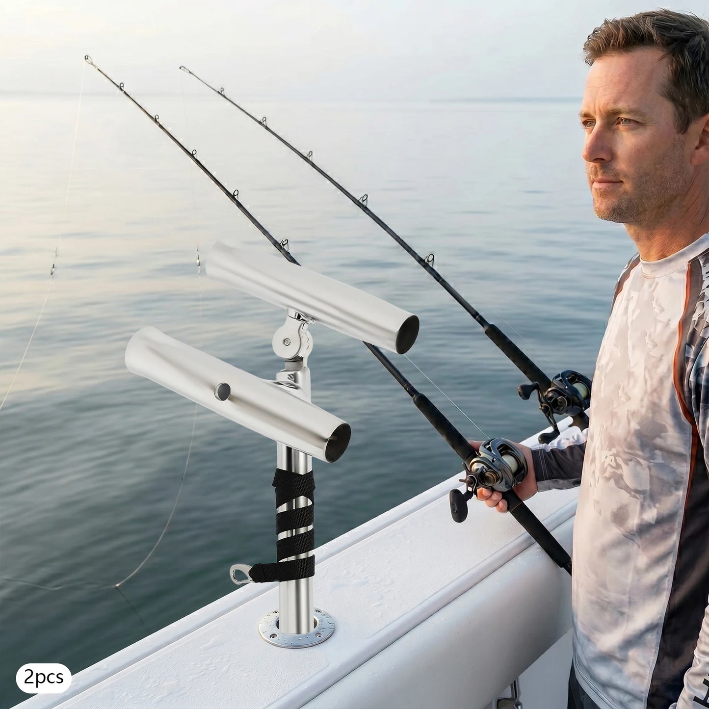 Double Ended Fishing Rod Holders For Boats Stainless Steel Bracket