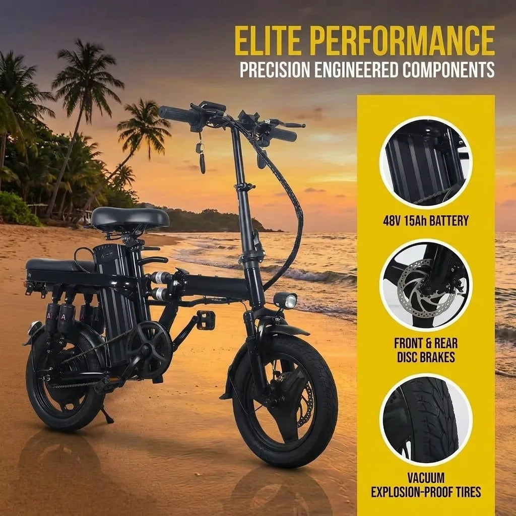 Electric Bike Foldable Adult With Rear Seat 400W Motor