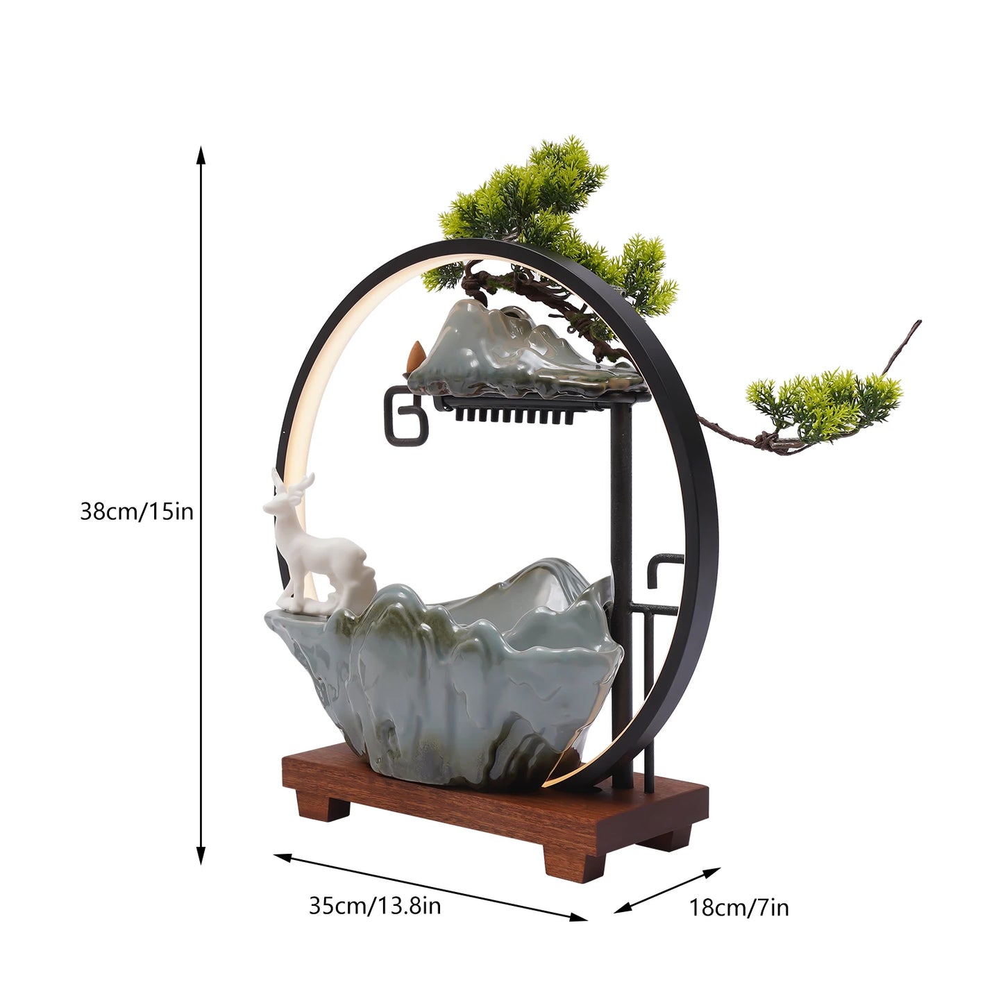 Bymaocar Tabletop Water Fountain with LED Light Zen Decor