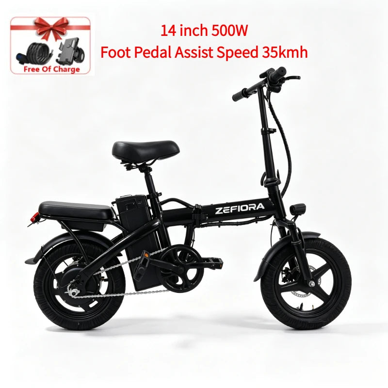 Zefiora Foldable 14 Inch Electric Bike With Brushless Motor