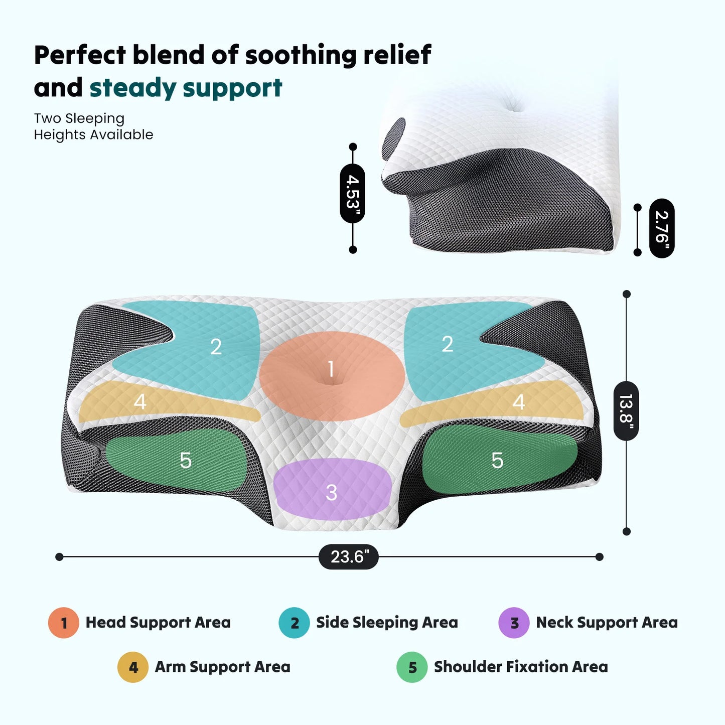 JHK Memory Foam Cervical Pillow With Cooling Pillowcase