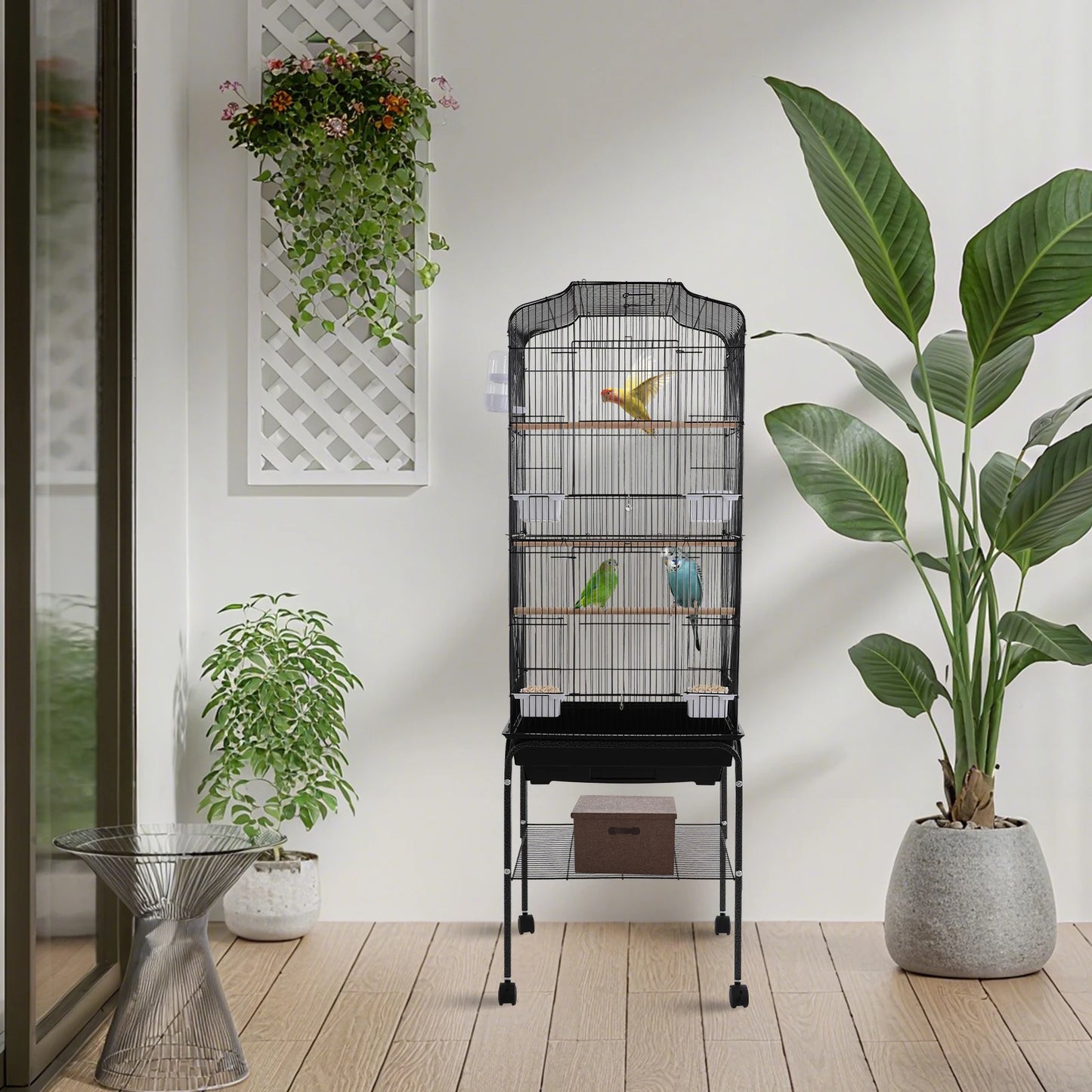 Bird Cage With Stand And Wheels For Parrots And Finches