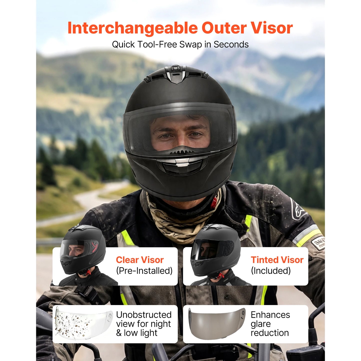 Mezokic Adult Full Face Motorcycle Helmet With Clear Visor Dot Approved