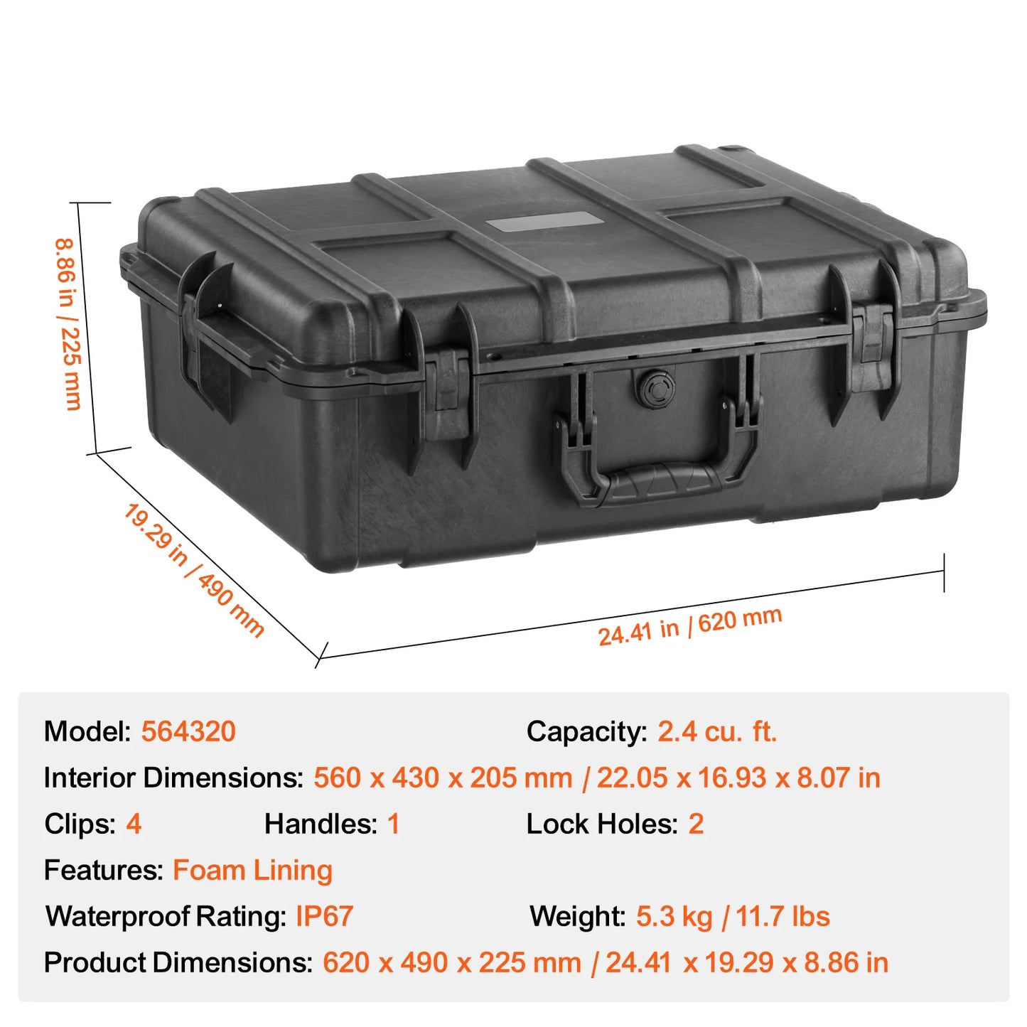 SucceBuy IP67 Weatherproof Heavy Duty Protective Case With Foam