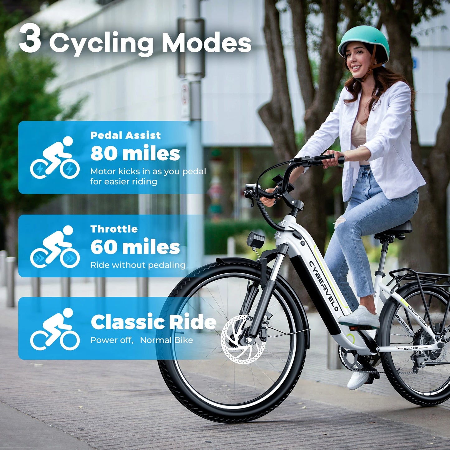 Cbvelo 17 Inch Electric Bike For Adults With Removable Battery