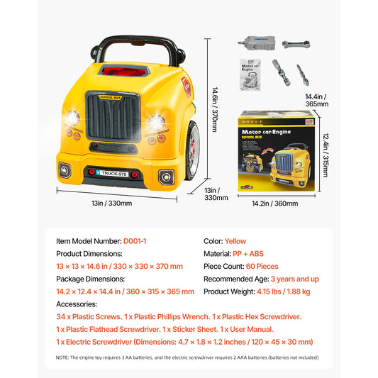 SucceBuy 60 Pcs Kids Mechanic Car Repair Set Removable Parts