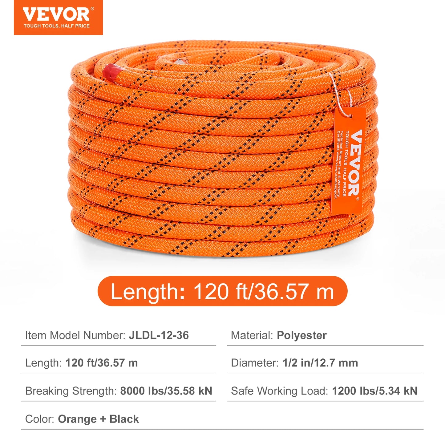 SucceBuy 120 Ft Dual Weave Polyester Cord Rope