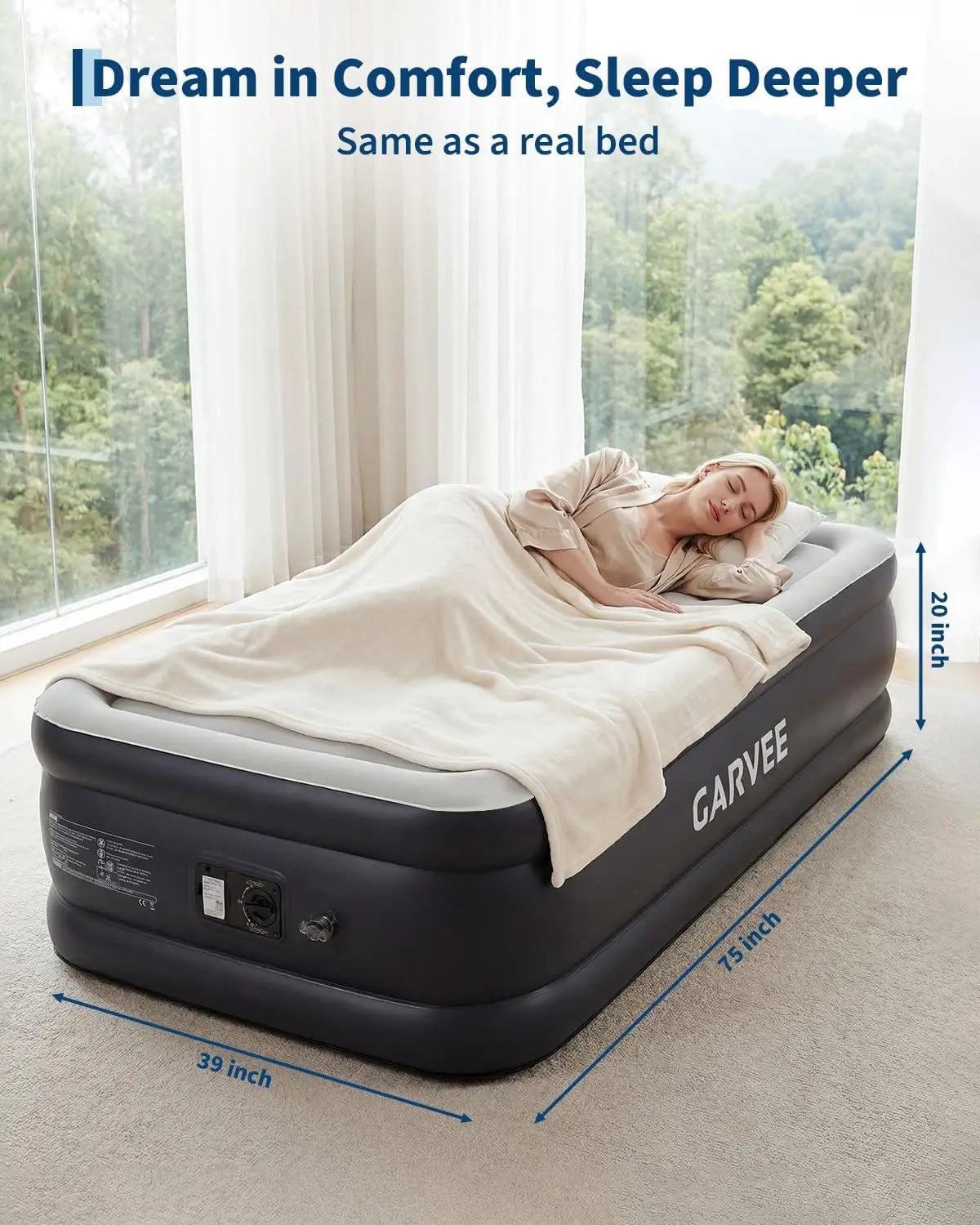 HiMISS Raised Air Mattress With Built-In Pump For Guests