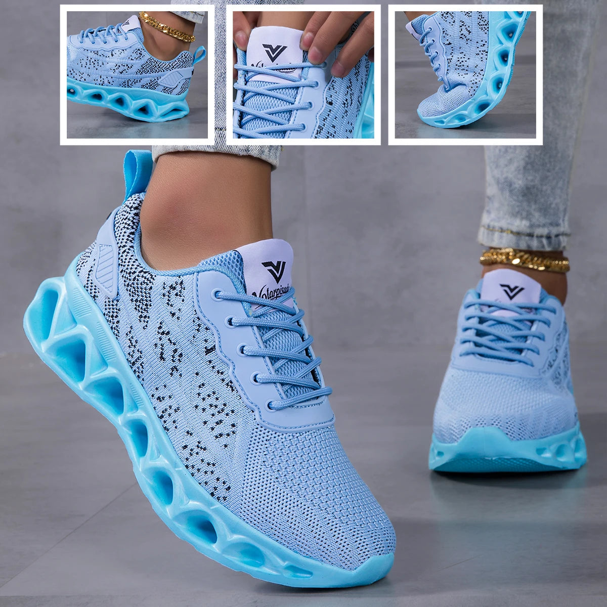 Breathable Flying Woven Blade Sneakers Unisex Lightweight Mesh Shoes
