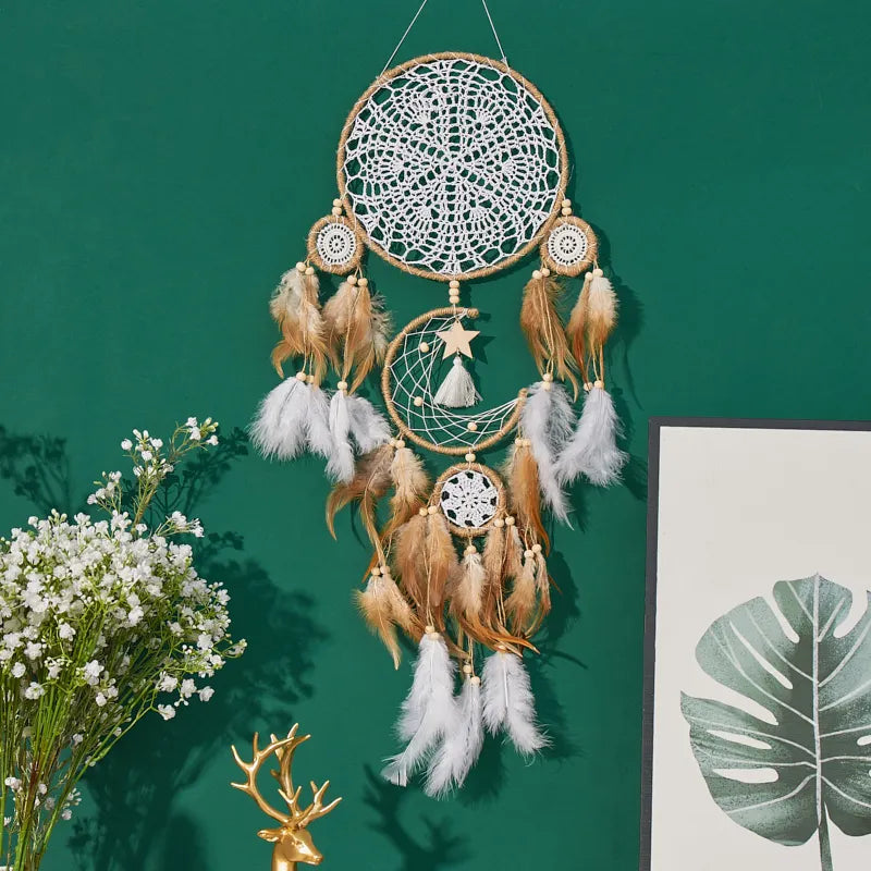 Dream Catcher Moon Sun Bohemian Wall Decor For Bedside Handcrafted