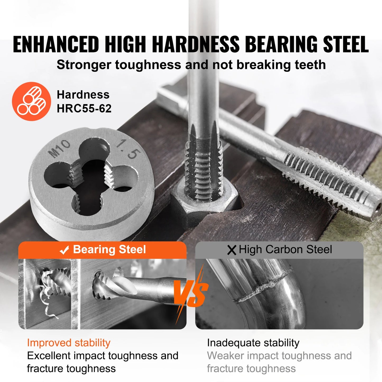 SucceBuy Tap And Die Set Bearing Steel For Metric SAE Threads