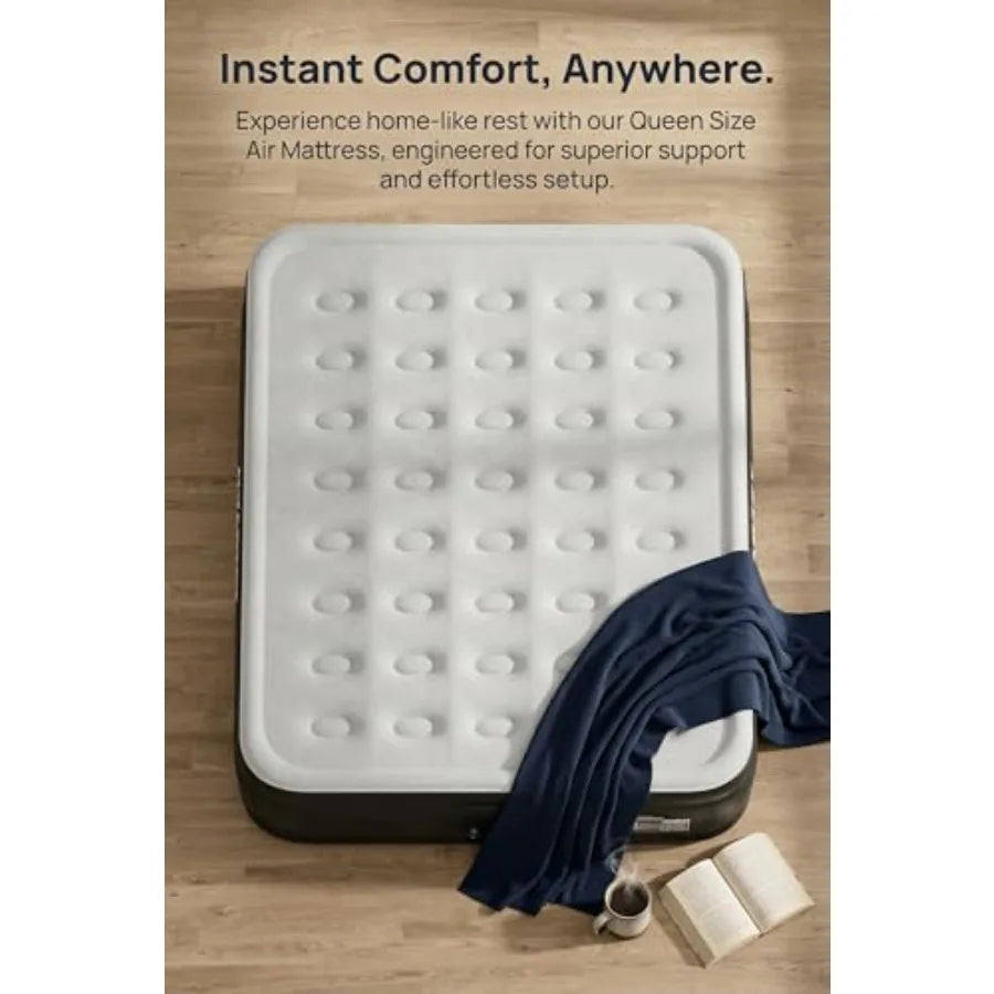 Air Mattress with Built In Pump Deluxe Flocking Portable Inflatable