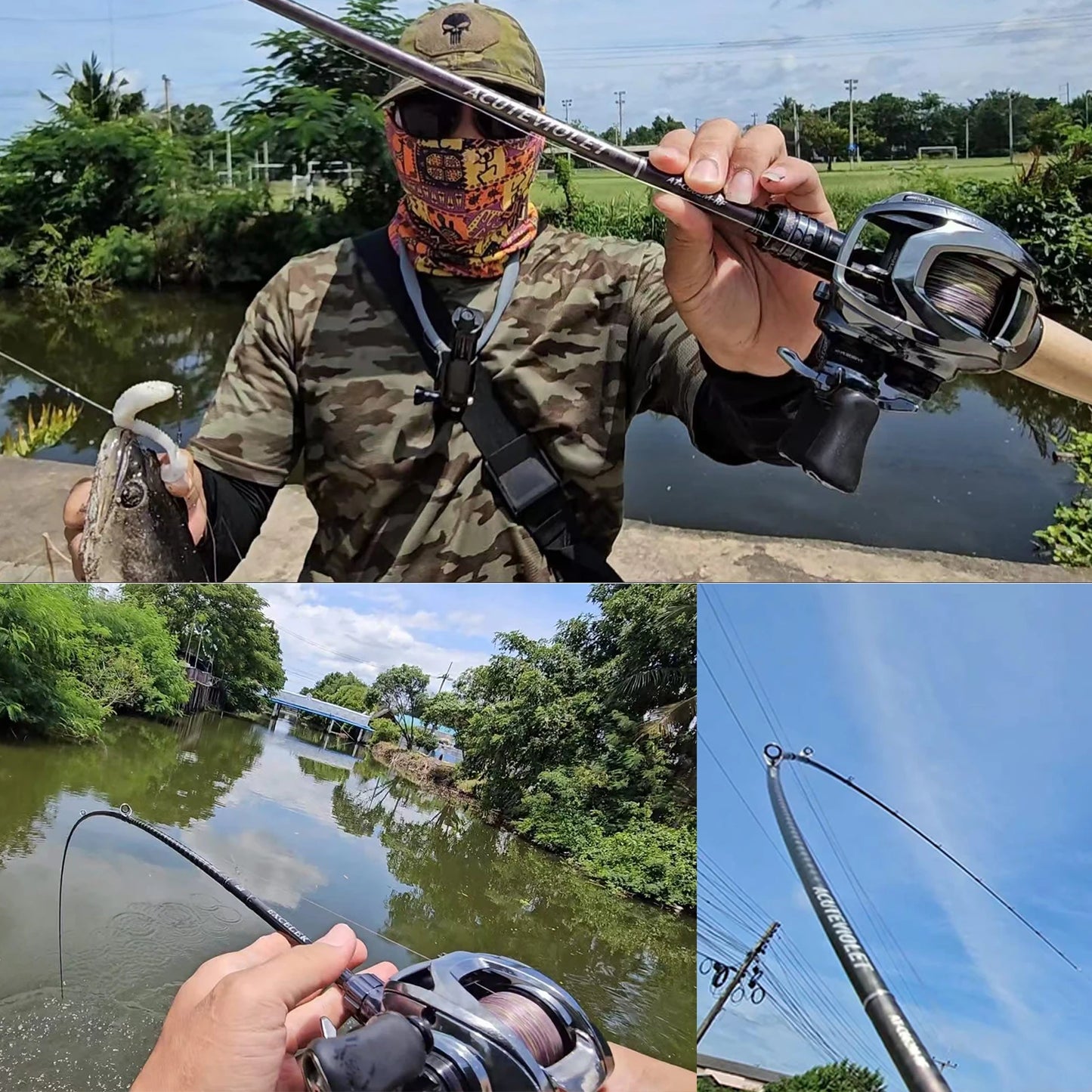 PureLure Acute Violet Bass Fishing Rod 2-Piece Fast Action