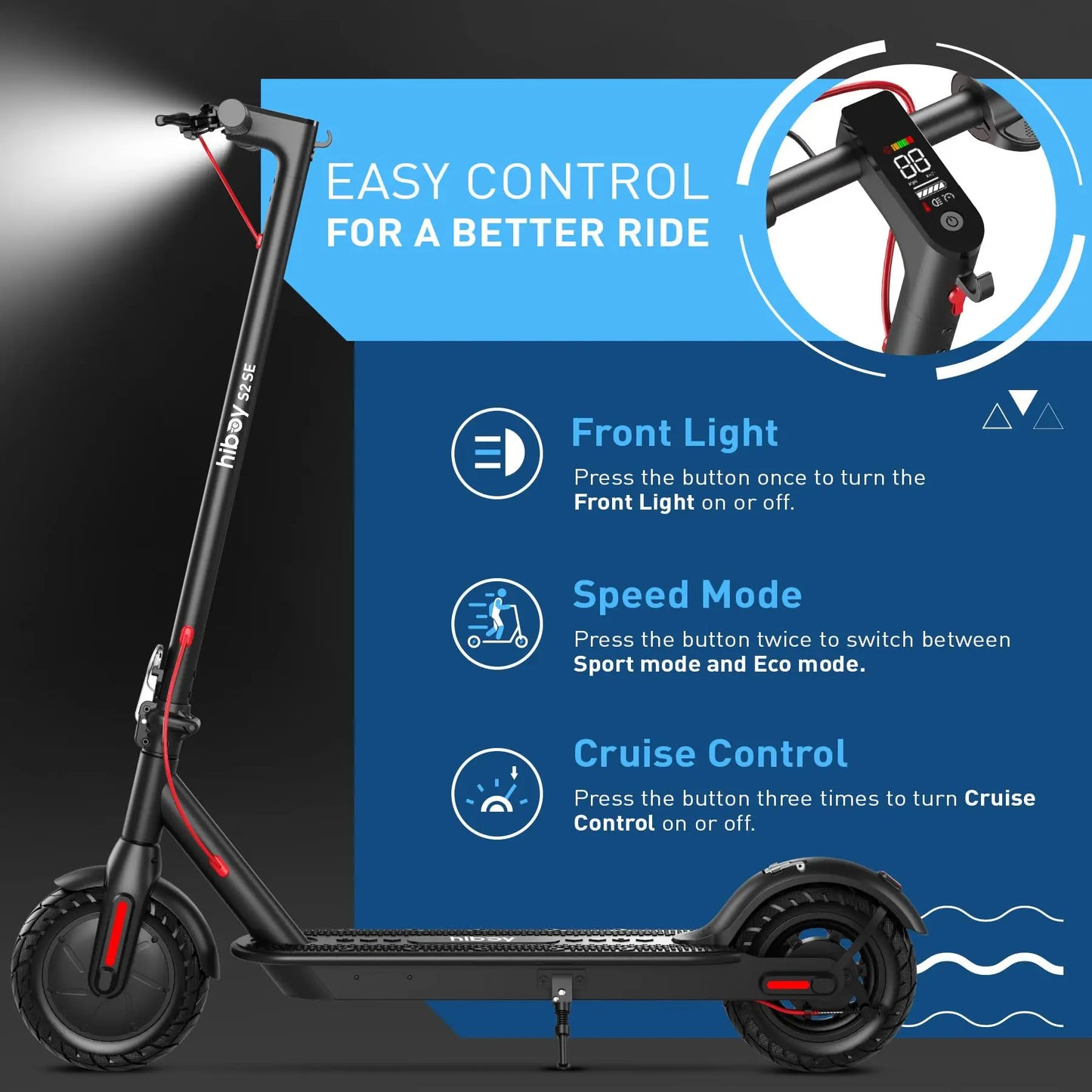 Hiboy S2 SE Electric Scooter For Adults 430W Peak Motor 19 MPH 17 Mile Range