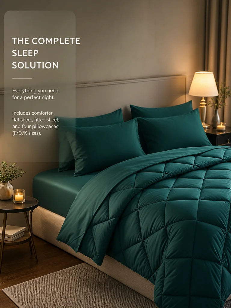 easYum Brushed Polyester Bedding Set With Quilted Comforter
