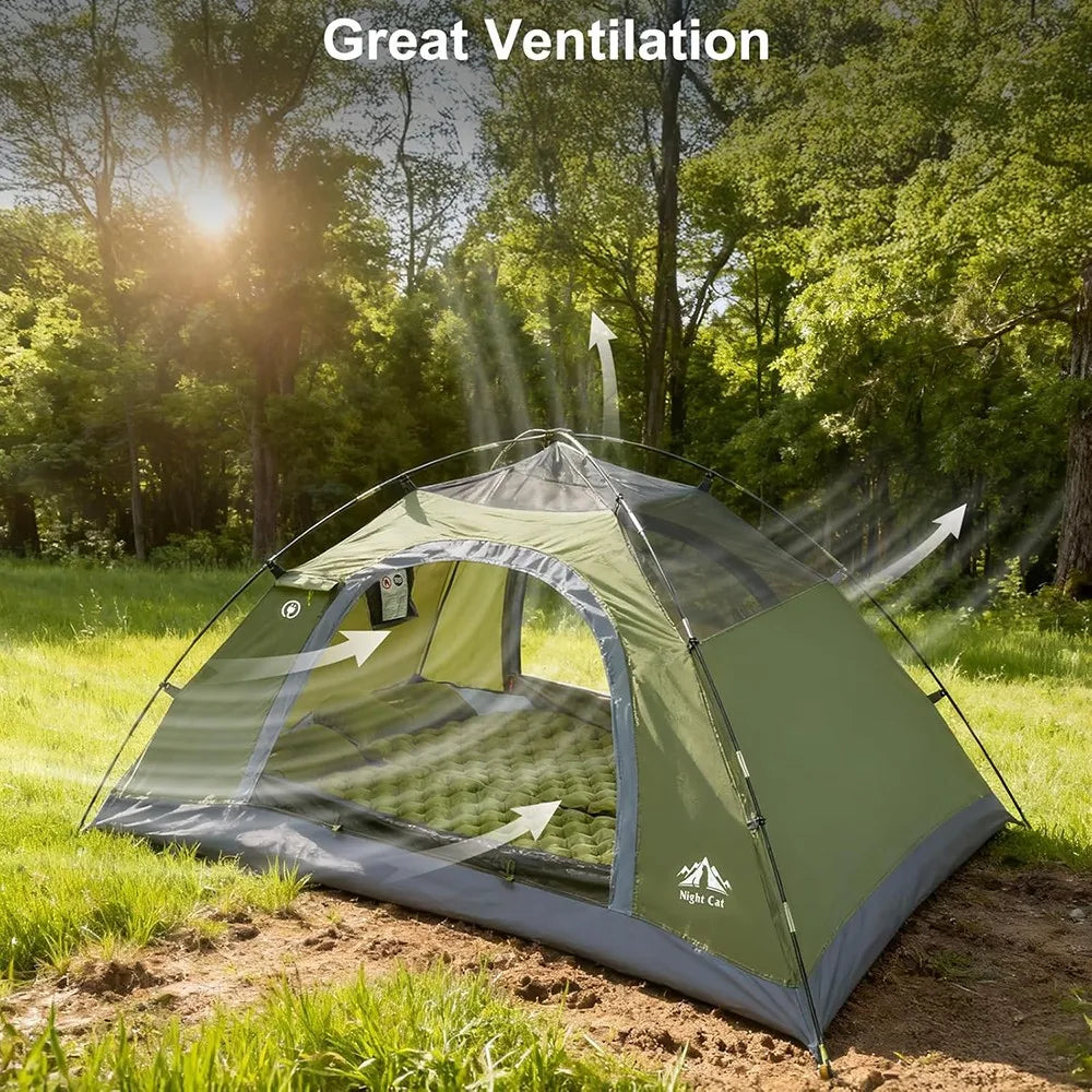 Night Cat Waterproof Double Layer Tent Rainfly Easy Clip Setup