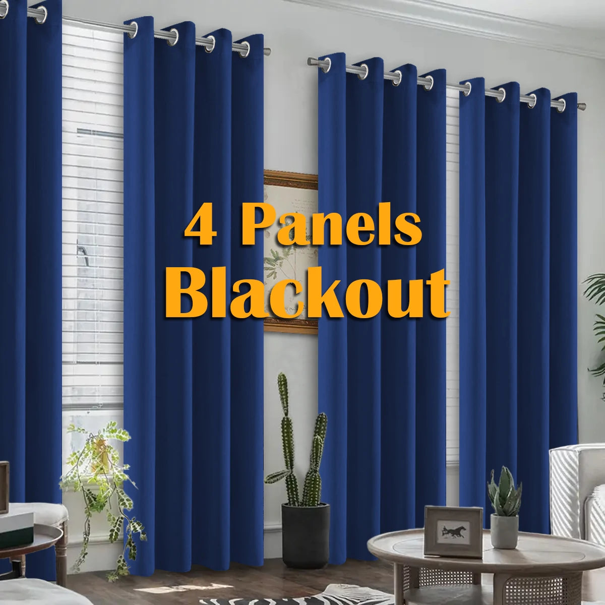 Thermal Insulated Grommet Blackout Curtains 4 Pack For Bedroom Living Room
