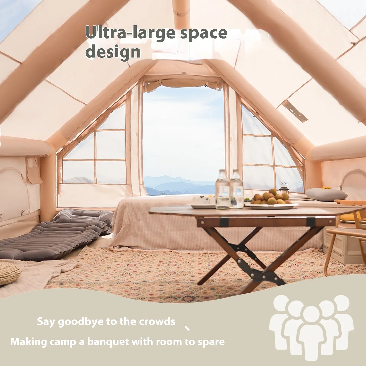 Pakicetus Inflatable Tent With Stove Plug For Family Camping