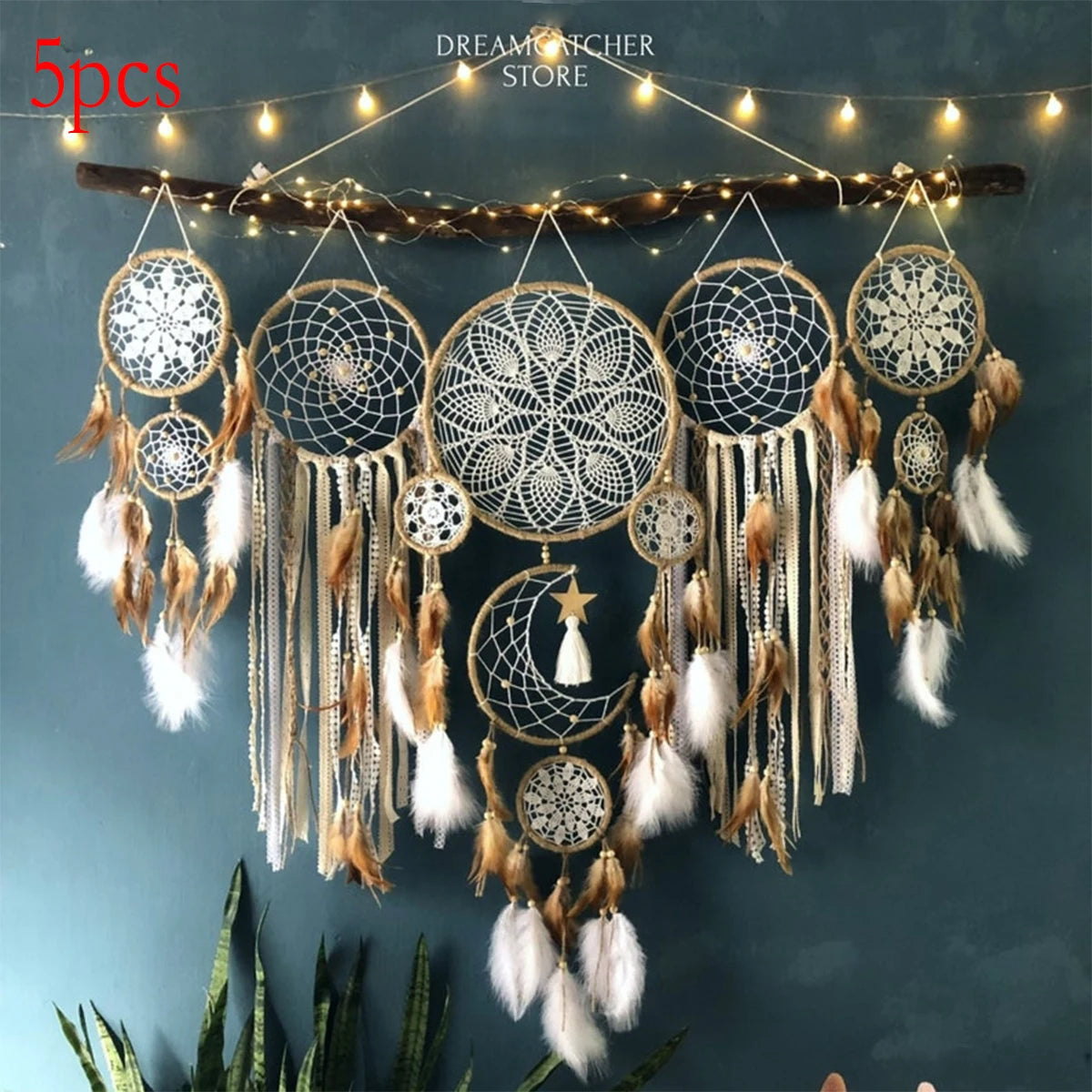 Dream Catcher Moon Sun Bohemian Wall Decor For Bedside Handcrafted
