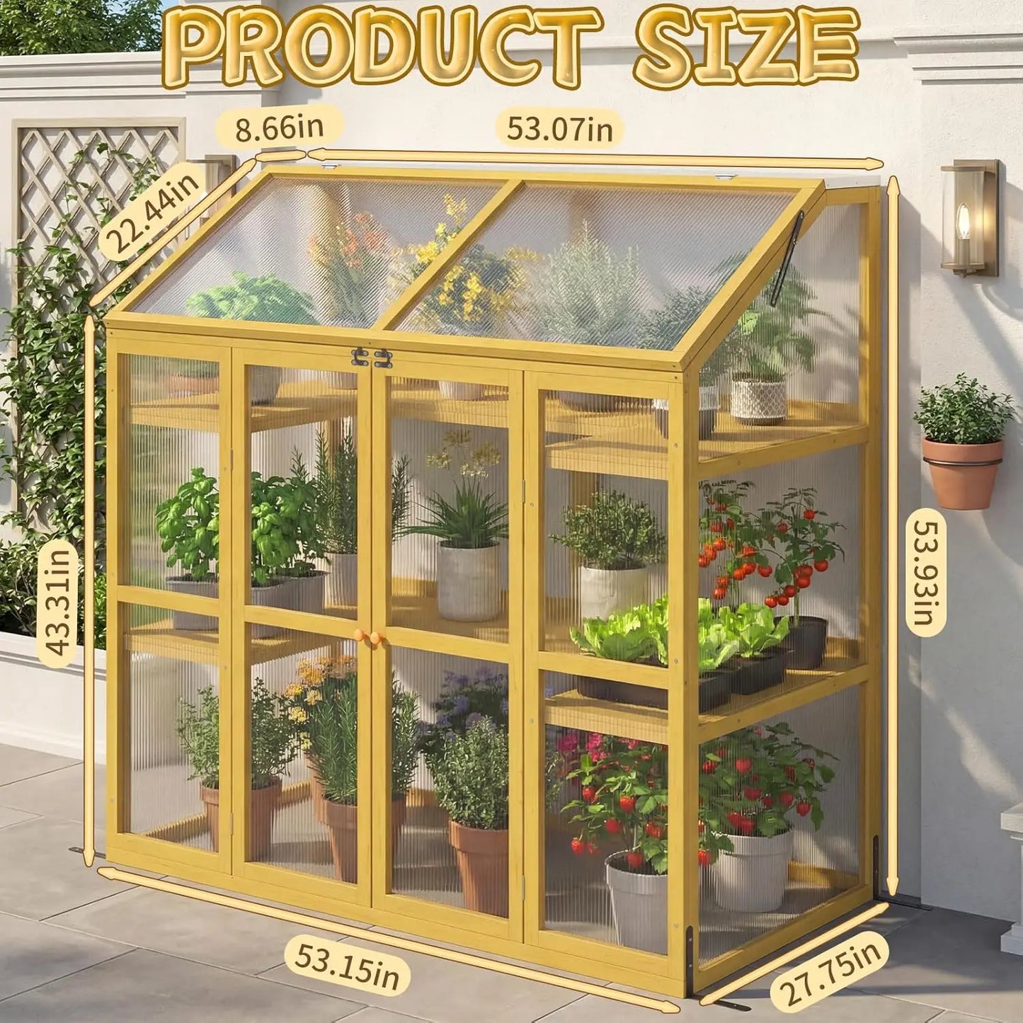 Wooden Cold Frame Greenhouse With Transparent Flip Top Roof