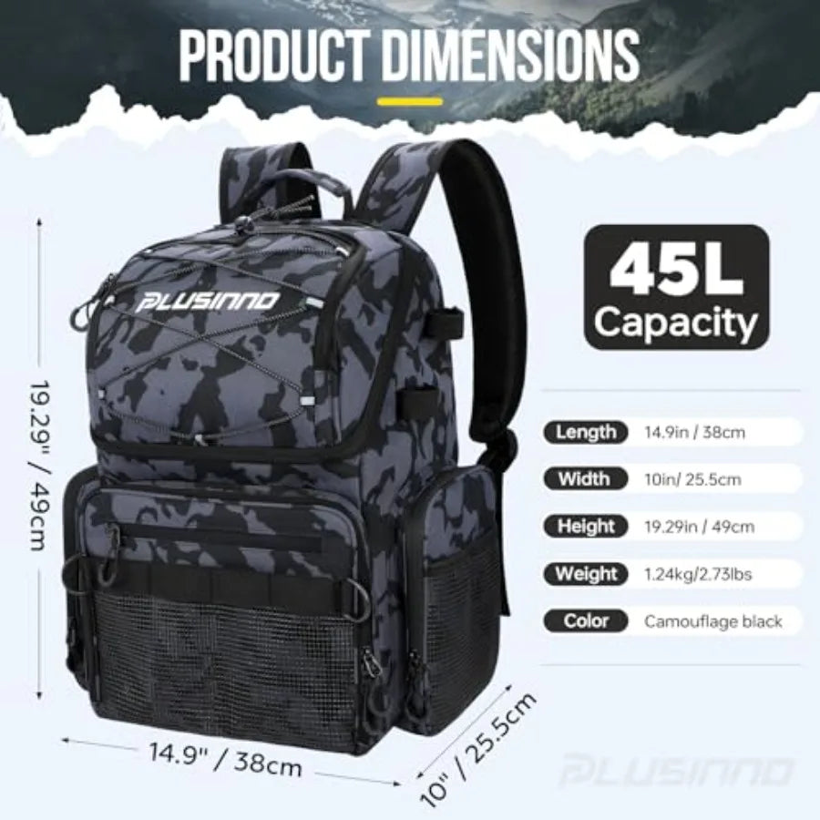 Waterproof Cooler Fishing Backpack With Rod Holders 45L Capacity