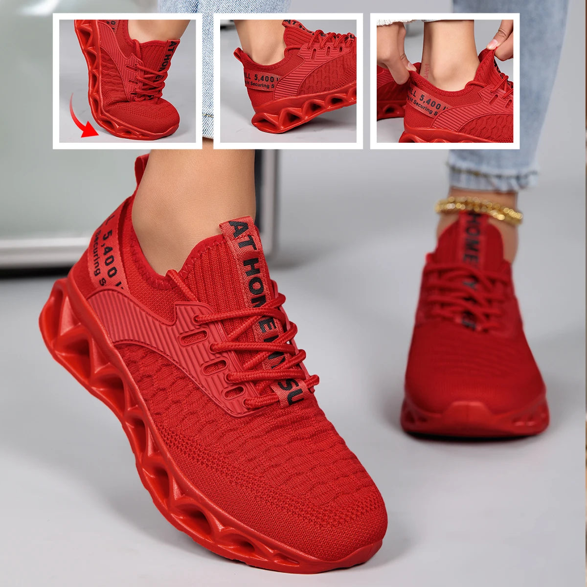 Lightweight Breathable Women Blade Sole Running Sneakers
