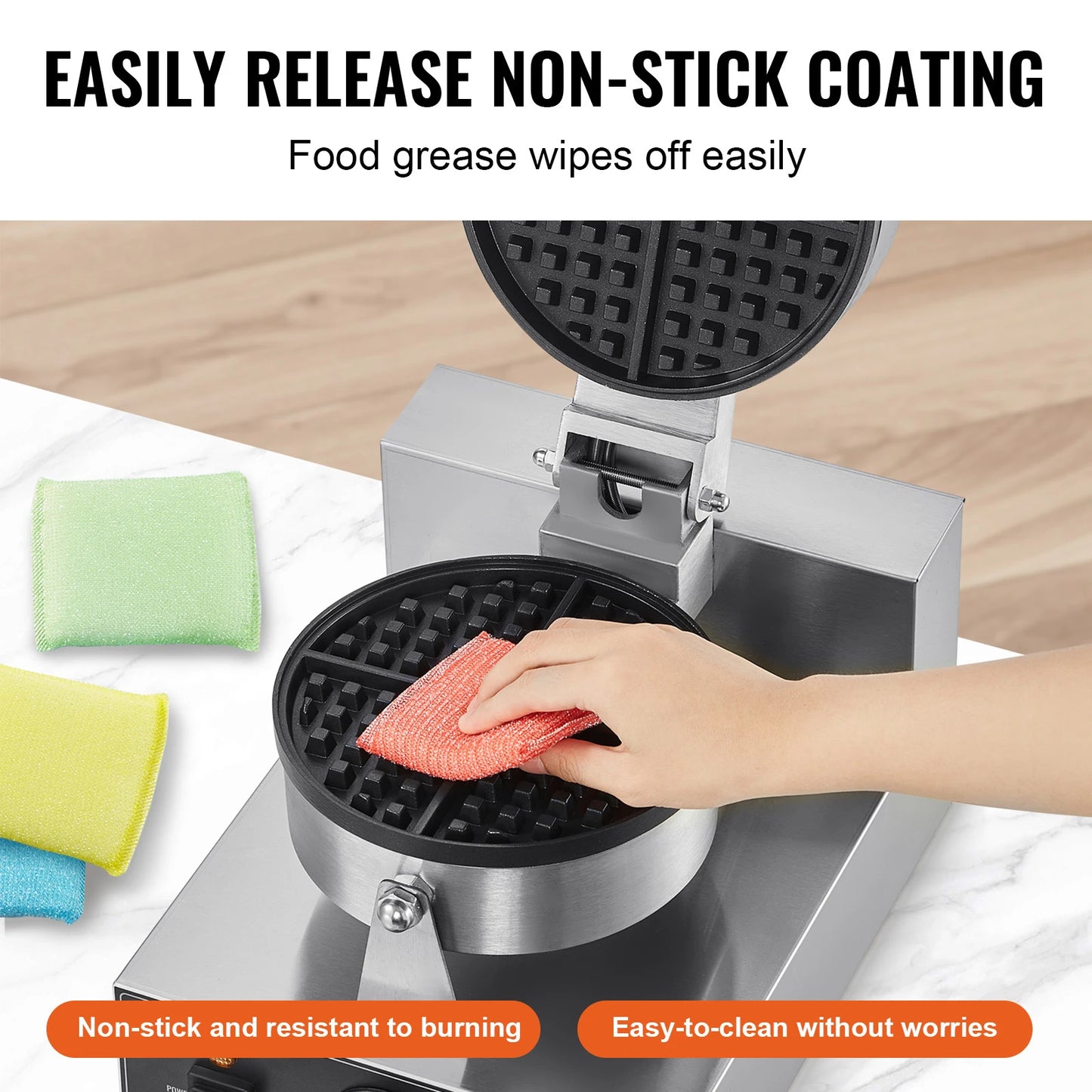 SucceBuy Commercial Waffle Maker 1200W Stainless Steel Belgian Waffle Iron