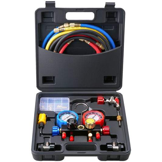 SucceBuy 4 Way AC Manifold Gauge Set With Hoses R134A