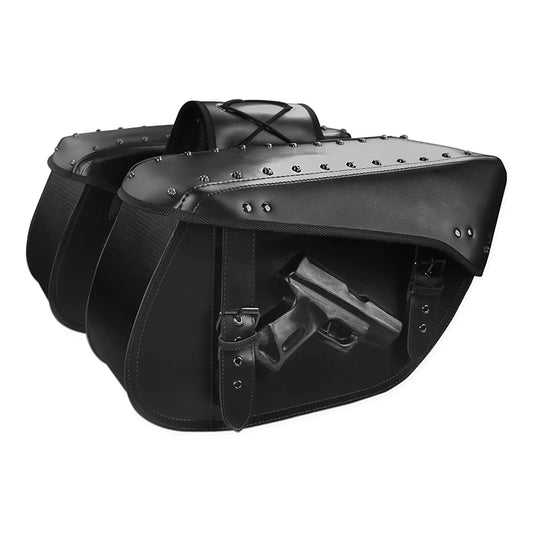 Waterproof Black PU Leather Universal Motorcycle Saddlebags