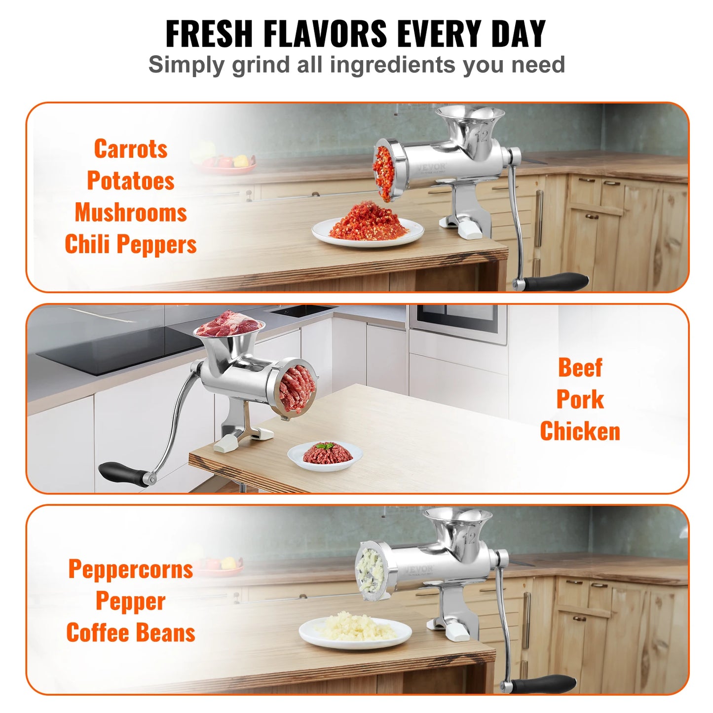 Succebuy Manual 304 Stainless Steel Meat Grinder With Table Clamp