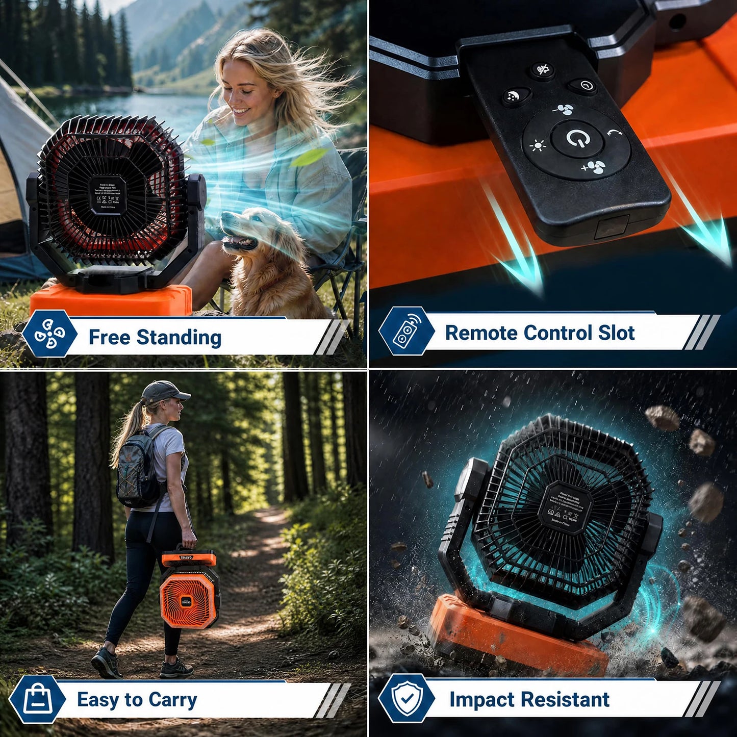 HiMISS Portable Camping Fan 40000mAh Rechargeable LED Light 5 Speeds
