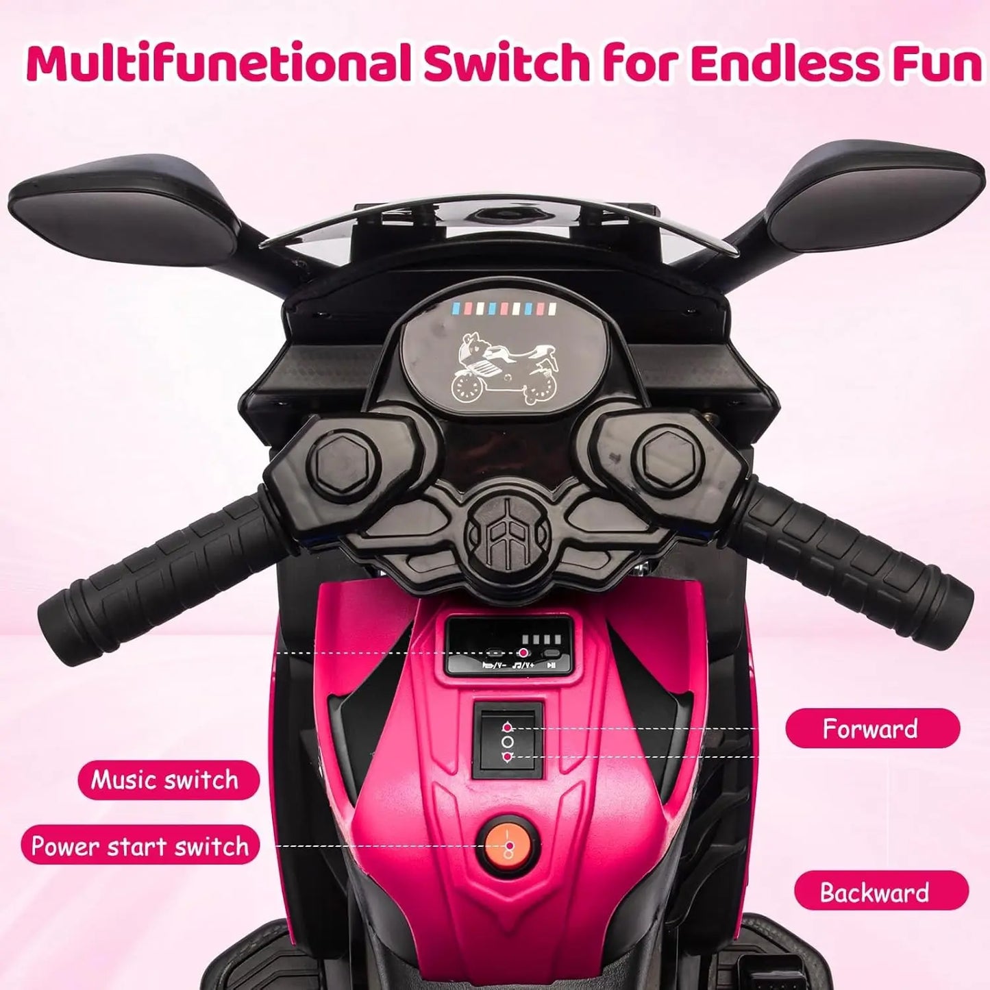 HiMISS 6V Electric Motorcycle Ride On Toy Toddlers 3-6