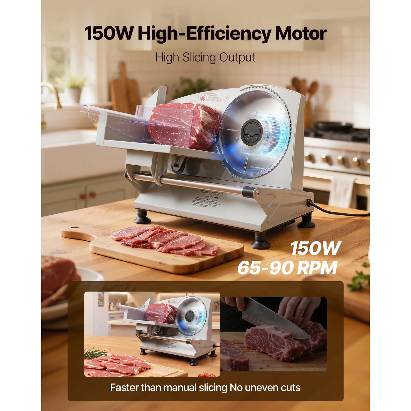 SucceBuy Electric Deli Meat Slicer With Two SUS420 Blades
