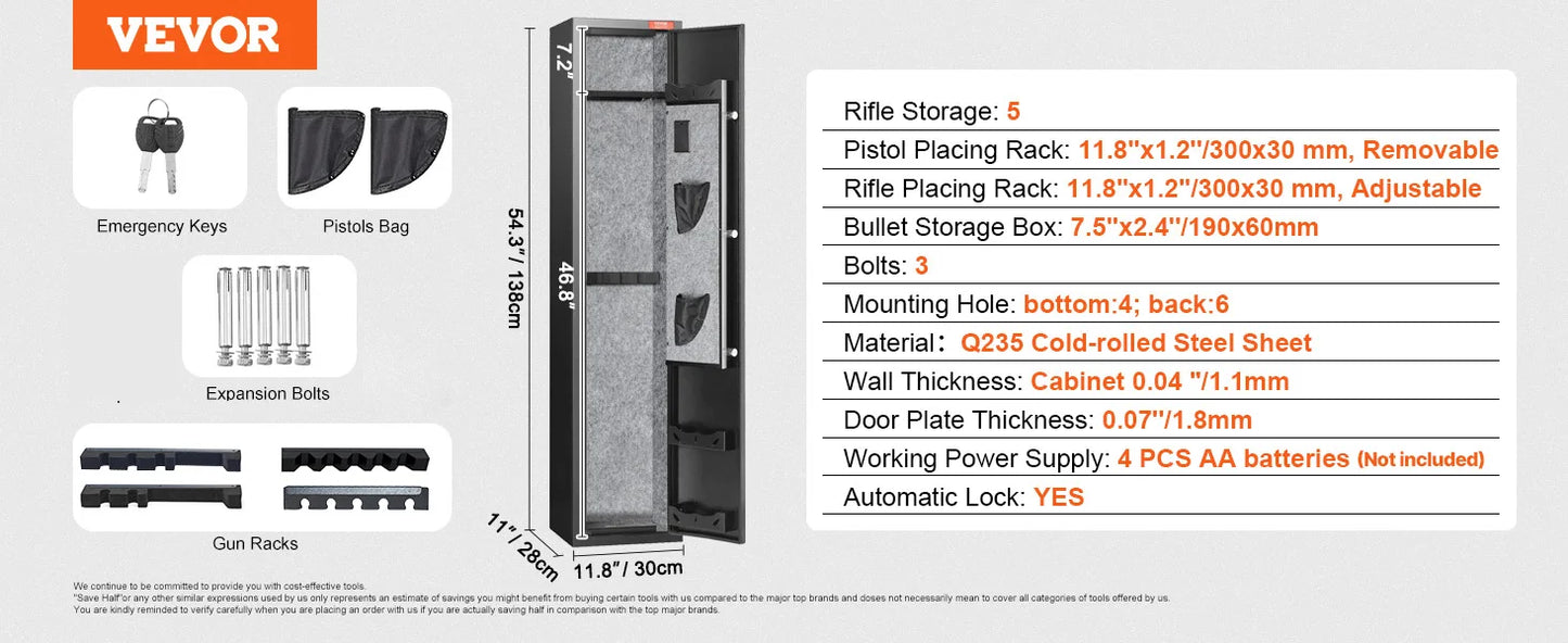 SucceBuy Gun Safe Cabinet With Digital Keypad Lock