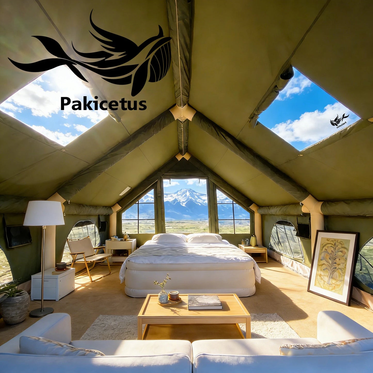 Pakicetus Large Luxury Inflatable Glamping Tent Manual Pump 4 Season
