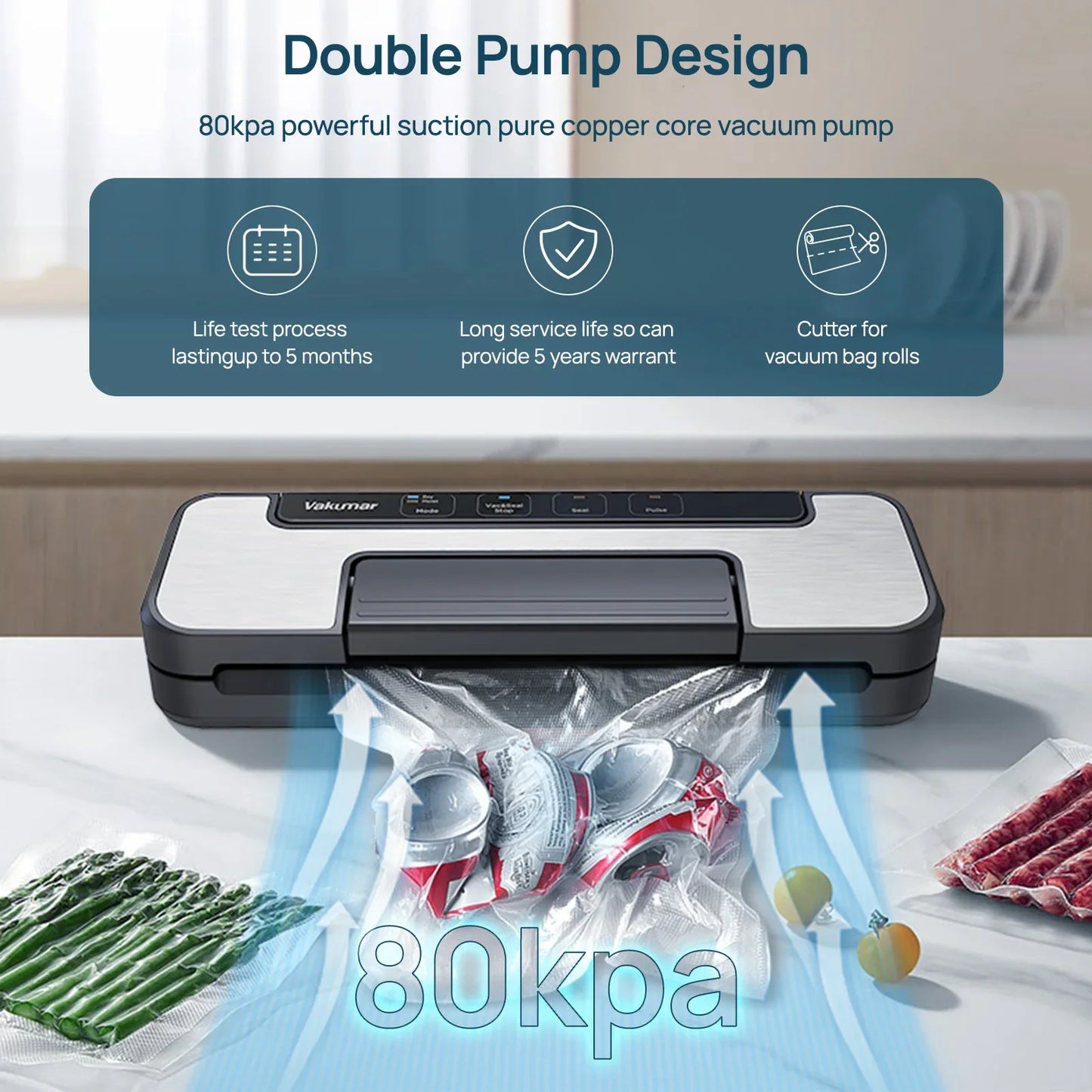 Vakumar VH1506 Vacuum Sealer Machine Sous Vide With Automatic Lock