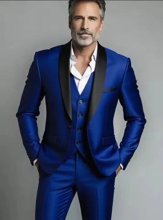 Men's Formal Suit Set Jacket Vest Pants For Business Wedding