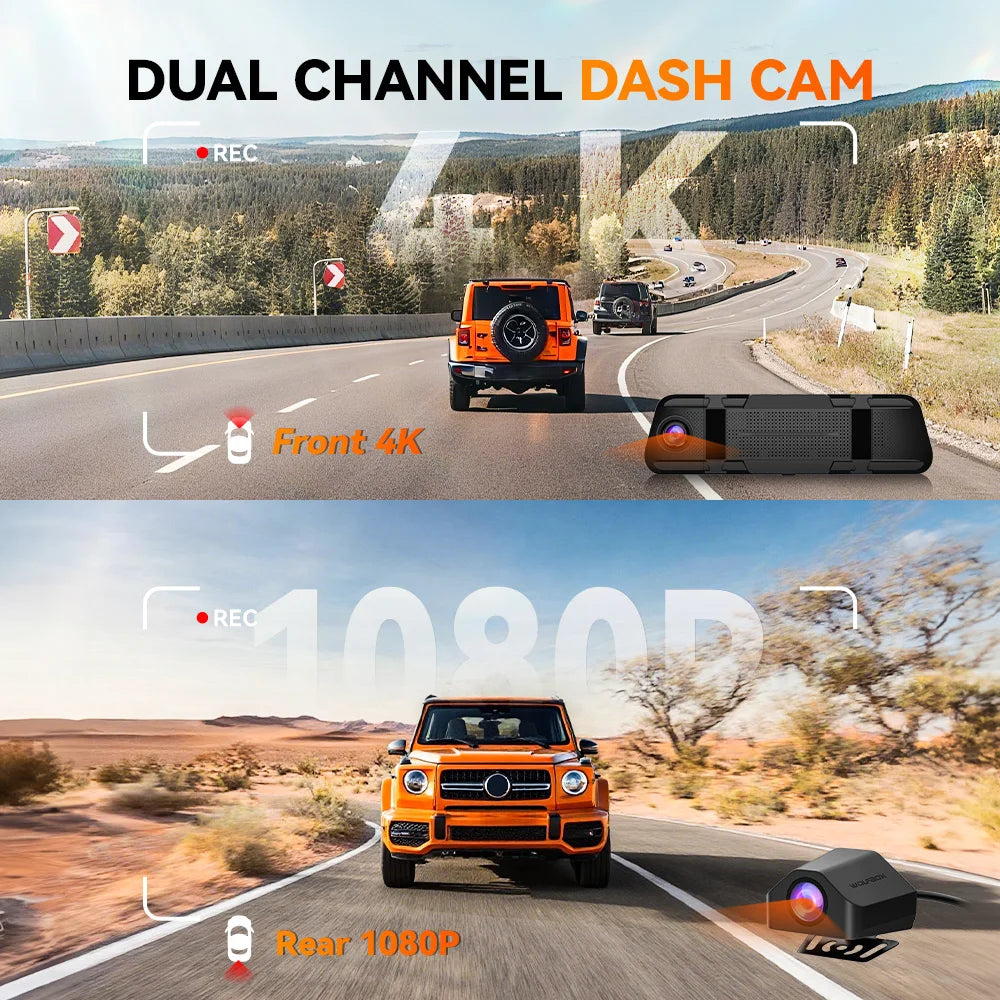 WOLFBOX M40 Dash Cam 4K And 1080P With Voice Control ADAS GPS